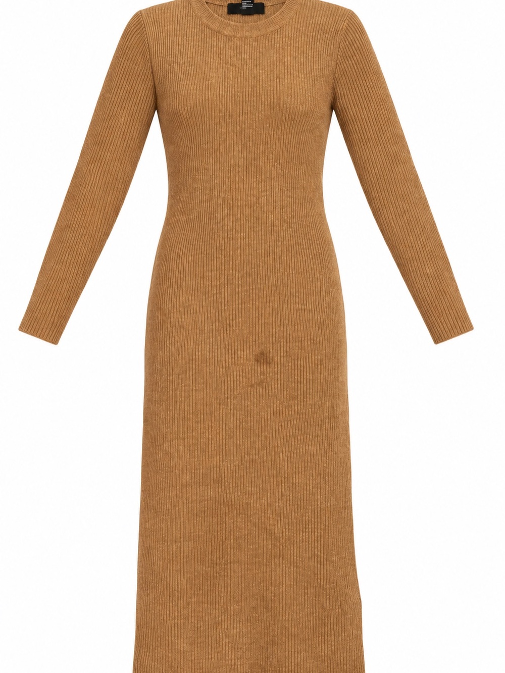 Forever 21 Camel Ribbed Long Sleeve Maxi Dress